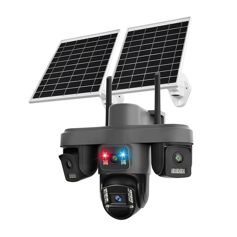 BESHTECH 4-Lens 4G Solar Double Panel CCTV Camera